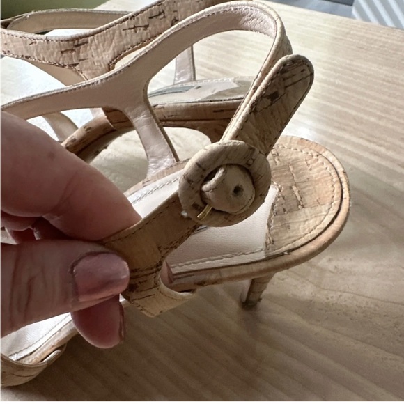 PRADA beige 40.5 9.5 open-toe strappy natural cork shoes - very pretty new $825 - Picture 4 of 6